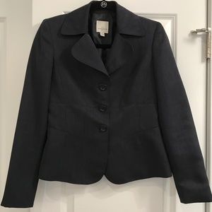 Anne Klein Single-Breasted Navy Blue Suit Jacket
